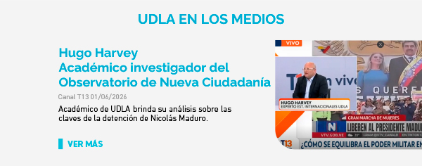 UDLA EN LOS MEDIOS | Hugo Harvey. Académico investigador del Observatorio de Nueva Ciudadanía. Canal T13. Académico investigador de UDLA brinda su análisis sobre las claves de la extracción de Nicolás Maduro.