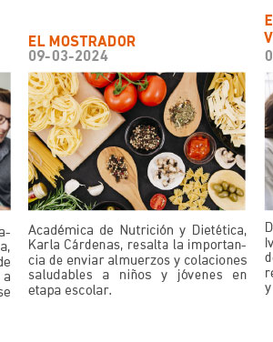 Académica de Nutrición y Dietética, Karla Cárdenas, resalta la importancia de enviar almuerzos y colaciones saludables a niños y jóvenes en etapa escolar.