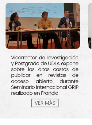 Vicerrector de Investigación y Postgrado de UDLA expone sobre los altos costos de publicar en revistas de acceso abierto durante Seminario internacional GRIP realizado en Francia