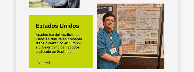 Académico del Instituto de Ciencias Naturales de Campus Los Castaños presenta trabajo científico en Simposio Americano de Péptidos realizado en Estados Unidos