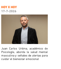 HOY X HOY. 17-7-2026. Juan Carlos Urbina, académico de Psicología, aborda la salud mental masculina y señales de alertas para cuidar el bienestar emocional