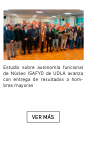 Estudio sobre autonomía funcional de Núcleo ISAFYD de UDLA avanza con entrega de resultados a hombres mayores